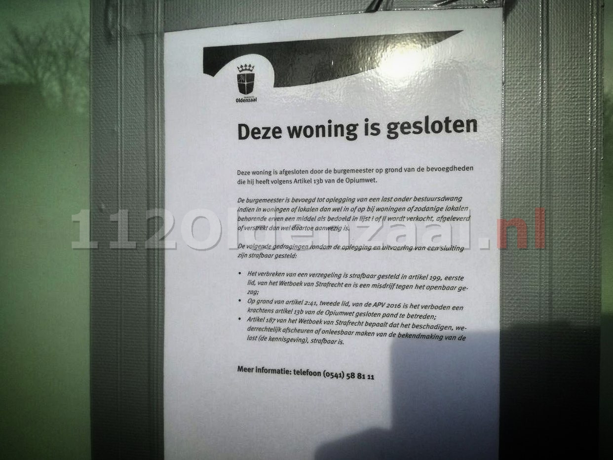 UPDATE: Burgermeester sluit woning na aantreffen hennepkwekerij in woning Oldenzaal