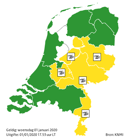 KNMI waarschuwt opnieuw; Code geel voor plaatselijk dichte mist