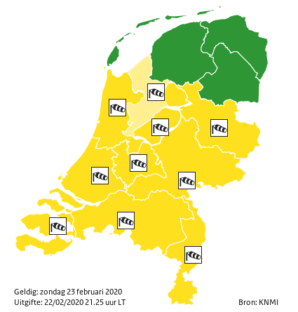 KNMI: Zondag code geel, kans op zware windstoten