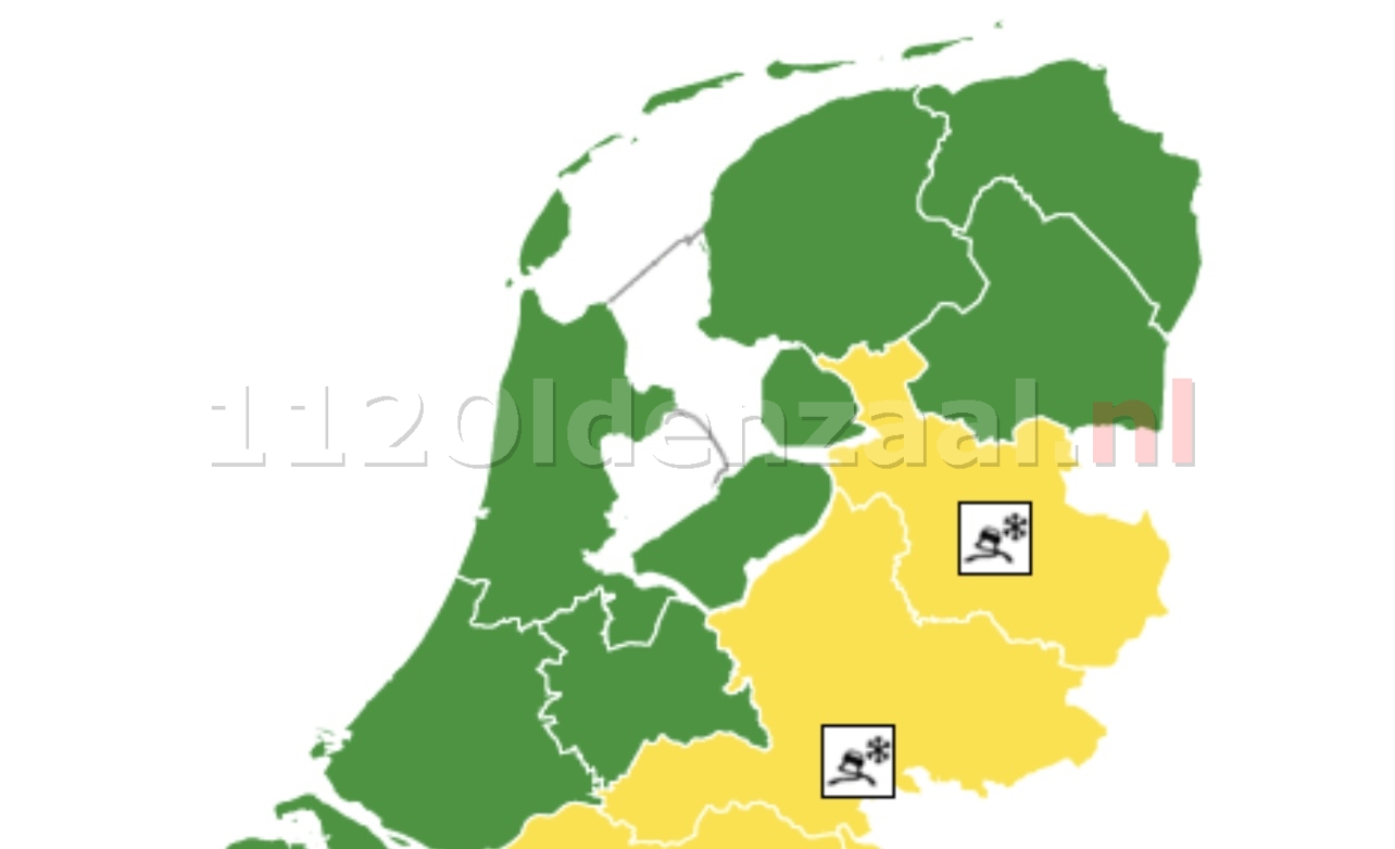 KNMI; Code geel, vannacht in het oosten van het land lokaal kans op gladheid